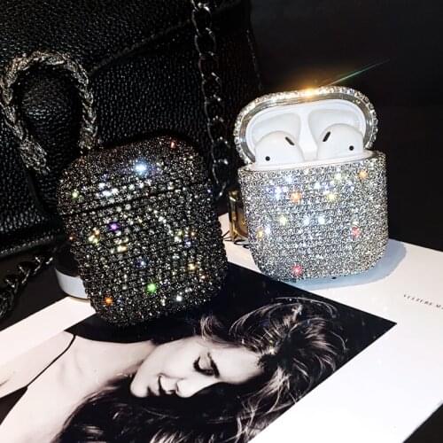 Luxury Diamonds Bling Hard Case for Apple Airpods 1 2 Accessories Wireless Bluetooth Earphone Case Charging Box Protective Cover