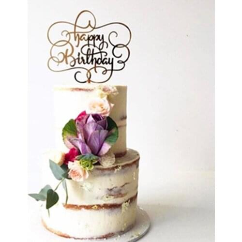 Rosegold Acrylic Happy Birthday Cake Topper Baby Shower Birthday Decoration Happy Birthday Cake Stand Party Favors