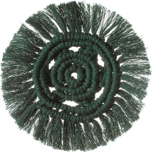 Hand Woven Macrame Round Placemats Table Mat Thermal Insulation Antiskid Tea Cup Coasters For Home Restaurant Ornament