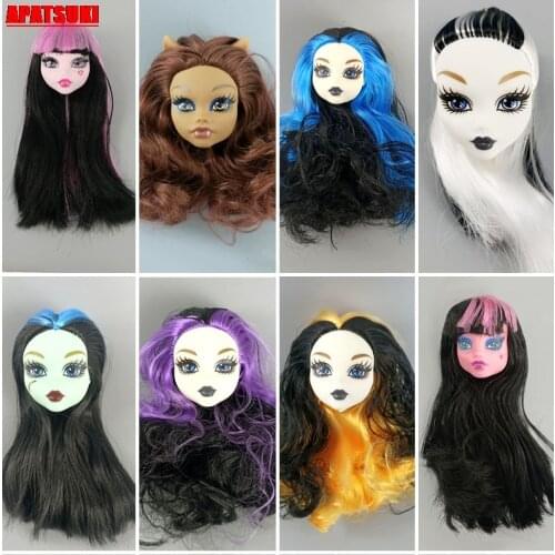 1pc Straight Wavy Curly WIG Hair Doll Head for Demon Monster High Doll Heads for Monster Dolls Kids Girls DIY DollHouse Toy Gift