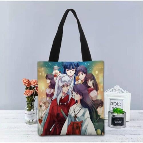 InuYasha Handbag Foldable Shopping Bag Reusable Eco Large Unisex Canvas Fabric Shoulder Bags Tote Grocery Cloth Pouch 1214