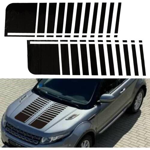 CITALL 2Pcs Universal Glossy Black Vinyl Racing Car Hood Stripe Decal Bonnet Sticker 91x27.3 cm Accessories