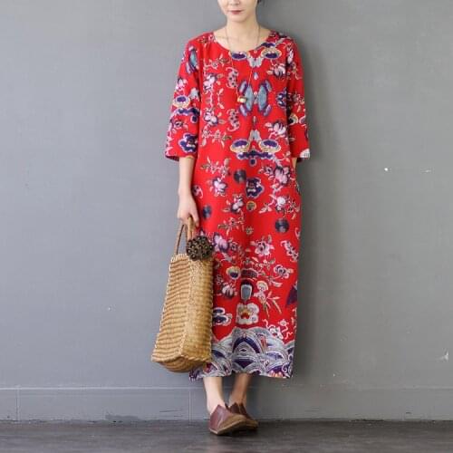 Spring New Cotton and Linen Slim Loose Dress S332