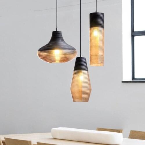 Vintage Industrial style LED Pendant lights Lighting Rippled glass loft nordic kitchen decor Lamp Fixture hanglamp dining room