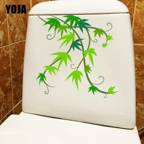 YOJA 22.4X22.5CM Cartoon Plant Home Wall Decor Green Winding Vine Bathroom Toilet Seat Stickers T1-1585