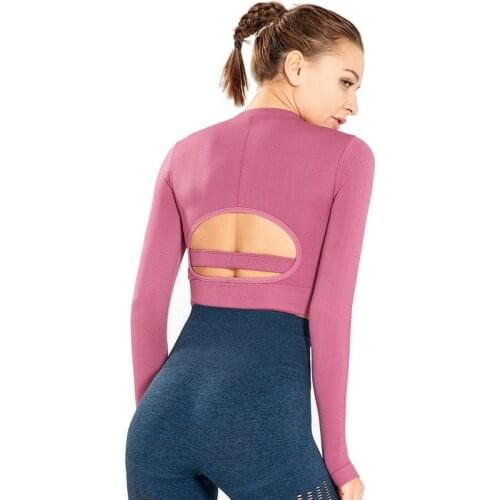 Women Vital Seamless Long Sleeve Beauty Back Gym Seamless Yoga Shirts Quick Dry Gym Top Sport Shirts Workout Clothes Running