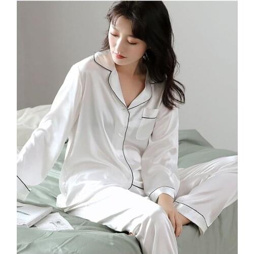 Womens Pajamas Suits Top and Pants Pijama Sets Plus Size 5XL 4XL Summer Silk Satin Pajamas Home Suit Female Pyjama Sleepwear