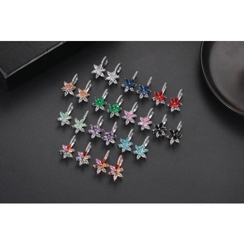 Easy Wear Geometric Flower Milticolor Cubic Zirconia Stud Earrings for Women Party Crystal from Swarovskis Fashion Jewelry