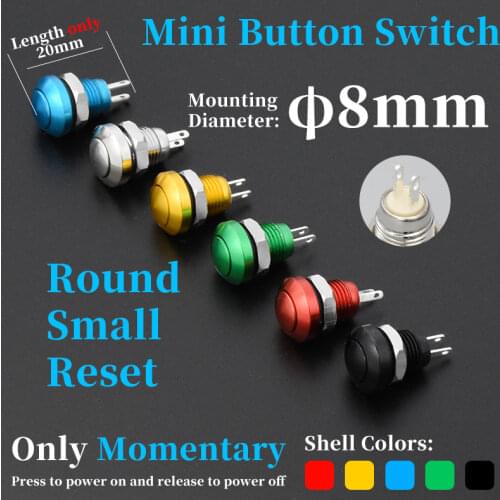 1pc 8mm Momentary Metal Horn Doorbell Bell Push Button Switch Waterproof Car Auto Engine PC Power Start Starter