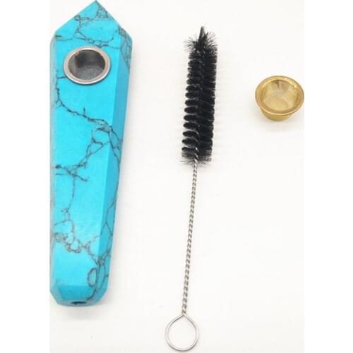 100% natural blue turquoise quartz crystal smoking pipe wands reiki healing gifts wholesale price