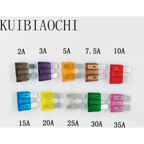 100pcs/lot Fuse Standard medium blade car fuse auto fuses car 2A 3A 5A 7.5A 10A 15A 20A 25A 30A 35A