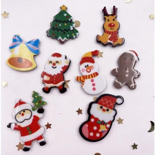 20PCS Kawaii Colorful Cute Christmas Combination Flatback Acrylic Sheet Miniature Pattern Applique DIY Decor Ornament Craft SG72