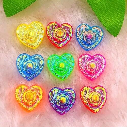 30pcs 12mm AB Heart Resin Rhinestone Scrapbook Wedding DIY Crafts