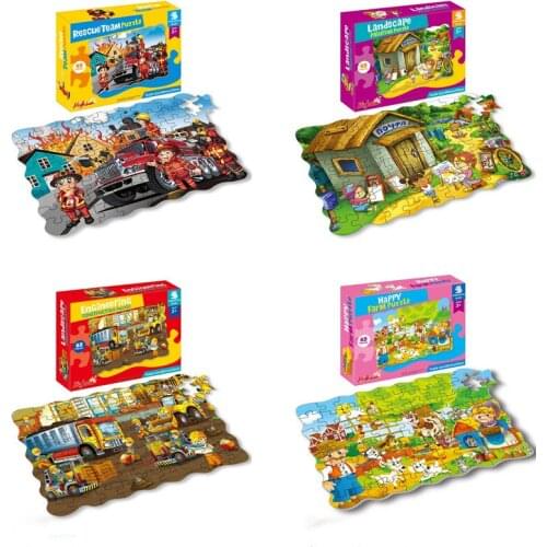 45pcs Childrens Cartoon Jigsaw Puzzle Toy Wooden Box Educational Early Education Set Childrens Gifts (country Landscape)
