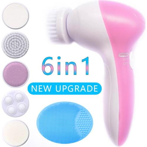 5 6 in 1 Electric Facial Brush Washing Face Cleansing Massager Machine Silicone Skin Beauty Makeup Cleanser Remover device Sets