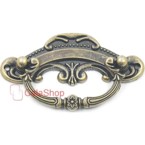 5 Pcs / Lot 77mm x 35mm Antique Brass Furniture Cabinet Dresser Drawer Cupboard Jewelry Box Door Window Pull Handle Knob