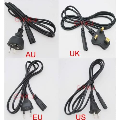 50pcs High quality 2 Prong US ,EU,UK, AU Plug AC Power Cord Cable Charge Adapter PC Laptop