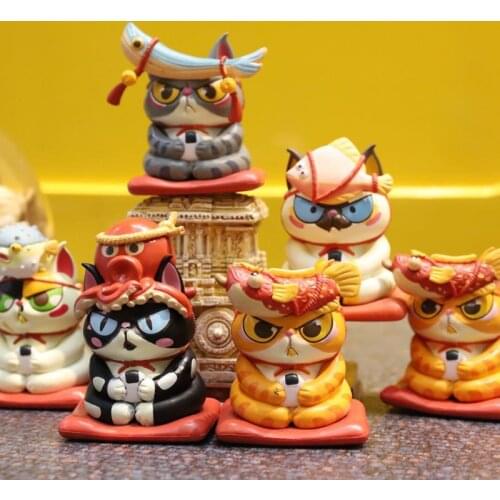 6Pcs Bubble cat Model Toy Plastic Neko Figurine Miniature Cat Christmas Gift House Desktop Decoration