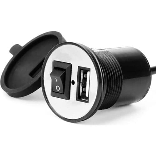 EAFC Motorcycle USB Car Charger 12V with Switch Cigarette Lighter Socket Plug Waterproof Motorbike Phone Charger Adapter