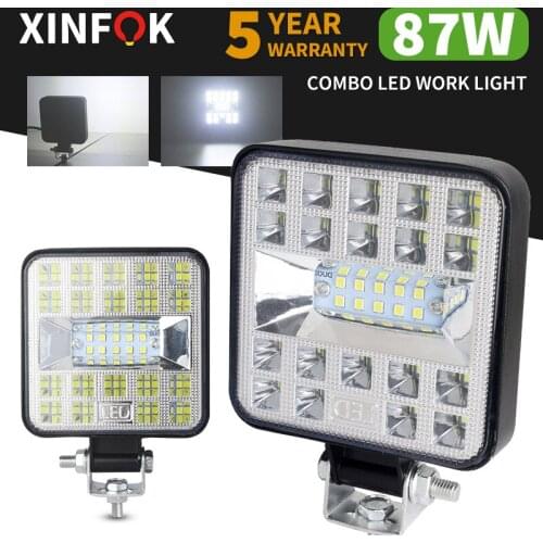 Car LED Work Flood Spot Combo Light 3030 SMD 87 Watts Bright 6500K DC 12-24 Volts Spotlights Truck 4x4 4WD