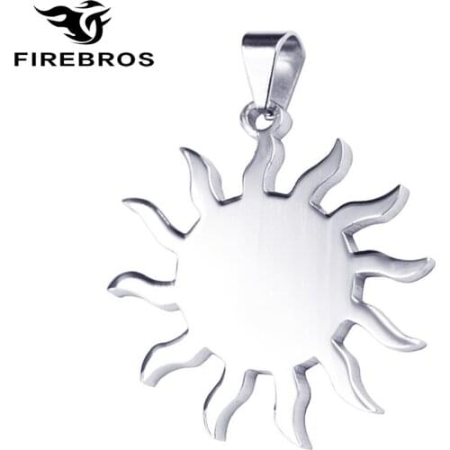 FIREBROS 2021 Silver Color Stainless Steel Egyptian Sun Spiritual Amulet Pendant Necklace Men Women Jewelry Gift Dropshipping