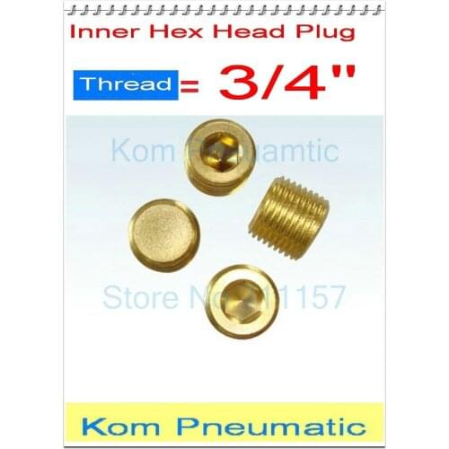 Fedex Free Shipping 3/4" Male Thread Internal Inner Hex Head Air Pipe Plugs Brass 3/4 inch Pneumatic Plug Cap Socket Connector