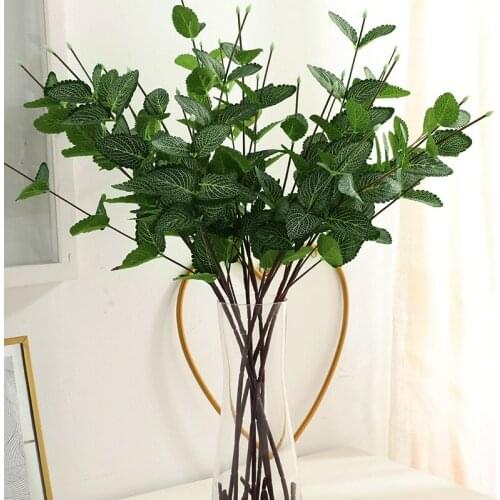 Artificial Plant Elm leaves Green Plastic Plant For Home Garden Living Room Bedroom Balcony Wedding Decoration Fake Plant