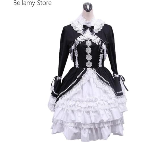 Made for You Classic Lolita Black and White lace Gothic Dress