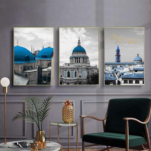 Colorful Architectural Drawing Wall Art Canvas Painting Nordic Posters And Prints Canvas Painting For Living Room Wall Decor