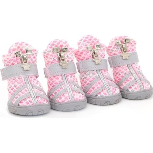 Dog Shoes For Small Dogs Comfortable Mesh Fabric Breathable Non Slip Pet Sneaker Walking Running Boots Puppy Cat Shoeses