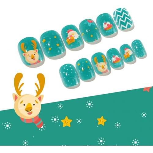 Lightweight 24Pcs/Set Delicate Christmas Series Kids DIY Nail Art Decor Portable Kids Art Tips Harmless for Gift