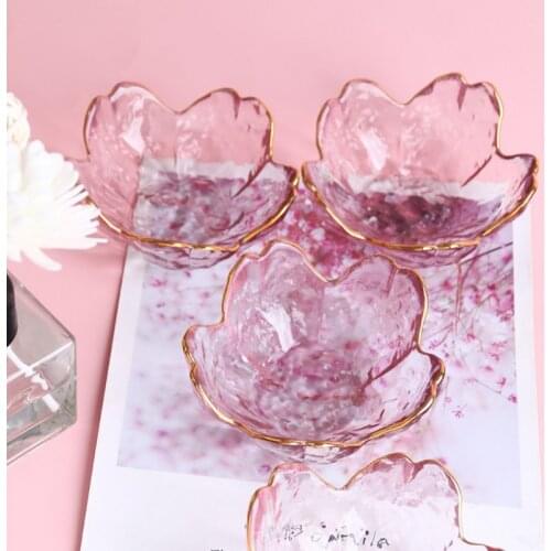 Japanese-style Small Plate Cherry Sauce Dish Glass Hammer Head Pattern Cherry Blossom Glass Sauce Dish Small Dish Vinegar Dish