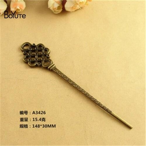 BoYuTe (10 Pieces/Lot) 149*30MM Antique Bronze Plated Metal Hair Sticks Alloy Chinese Knot Type Head Hairpin Findings Accessory