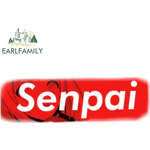 EARLFAMILY 13cm x 4.1cm for Senpai Car Stickers Waterproof Decal Funny RV JDM Motorcycle Windows Trunk Laptop Sticker Decor