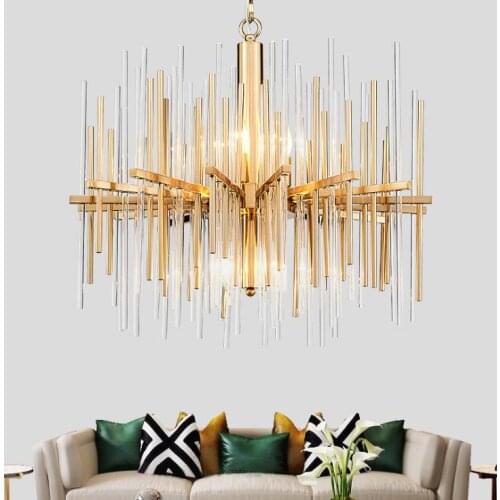 New post-modern villa clubhouse glass lamps simple creative personality living room dining room model room metal chandelier