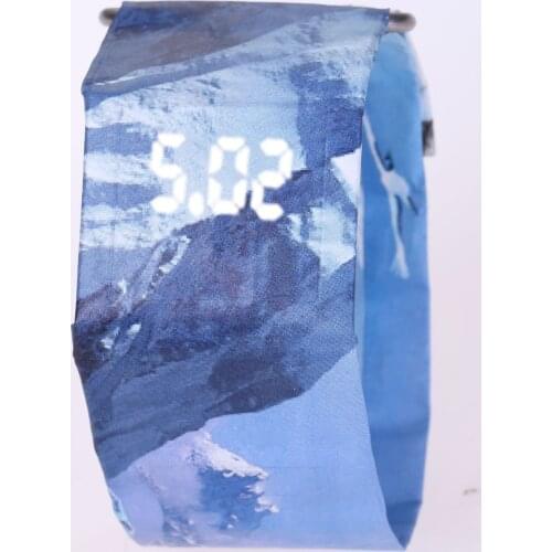 2021 New Paper Digital LED Watch Water Proof Luxury Art Paint Beauty Band for Men Women Kids Smart Wrist Bracelet Wristwatch