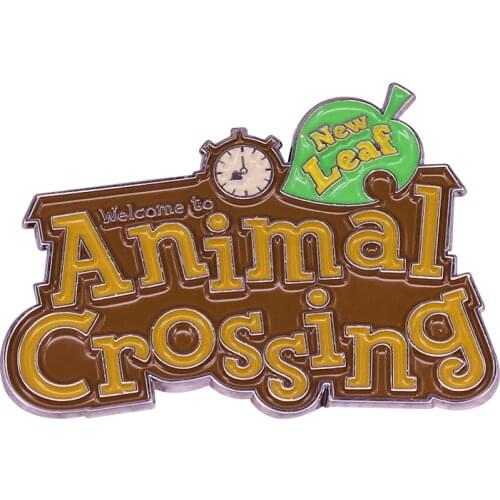 New Leaf symbol acnl logo pin Animal Forest welcome to a new town brooch