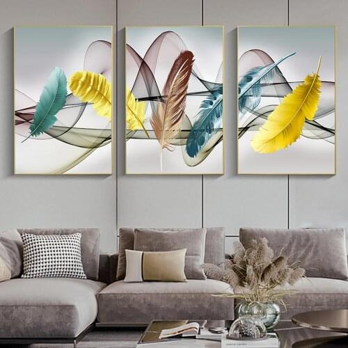 Modern Abstract Art Colorful Feathers Canvas Paintings Oil Painting Wall Art Pictures For Living Room Home Decoration Poster