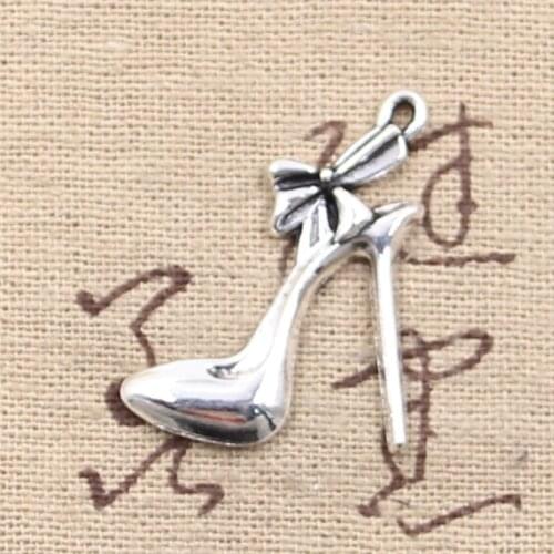 20pcs Charms high-heeled Shoes 31x21mm Antique Silver Color Plated Pendants Making DIY Handmade Tibetan Silver Color Jewelry