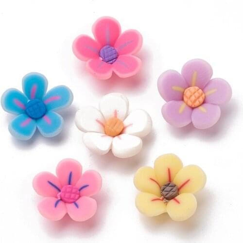 20Pcs Handmade Polymer Clay Flower Beads Charms Loose Beads Spacer For DIY Bracelet Earrings Jewelry Making Accessories