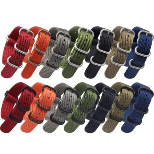 Nylon NATO Watchband Strap Watch Band Strap Stainless Steel Black Ring Buckle Canvas Army 18mm 20mm 22mm 24mm