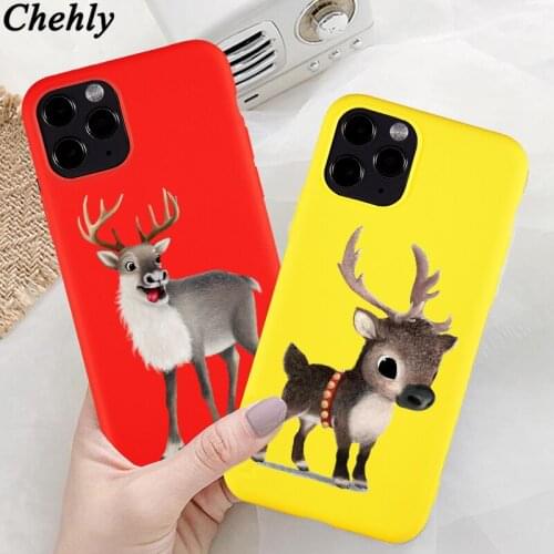Christmas deer Phone Case for IPhone 6s 7 8 11 12 Plus Pro Mini X XS MAX XR SE Funny Cases Soft Silicone Shell Accessorie Cover