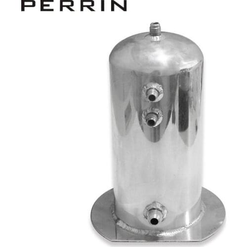 Silver Aluminum Baffled Car Oil Catch Can Tank Reservoir Breather AN6 AN8 2.5L