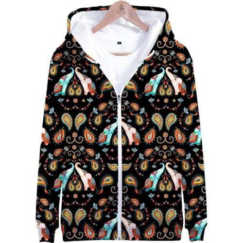 Indian Elephant 3d Hoody Costume Men Women Zipper Hoodies Jacket Tops Long Sleeve Harajuku Hooded Sweatshirts Streetwear Clothes