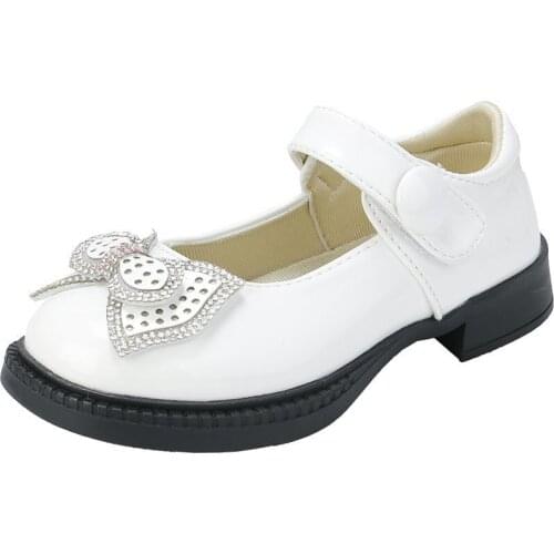 Childrens Leather Shoes Girls Bow-knot Soft-soled Sweet Heel Fashion Shoes for Party Student Shoes Chic Sweet Non-slip 26-36