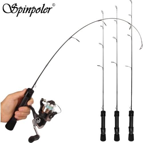 Spinpoler Outdoor Winter Ice Fishing Rod Length 24in 25in 26in Fishing Pole Mini Portable Carbon Fiber For Freshwater Saltwater