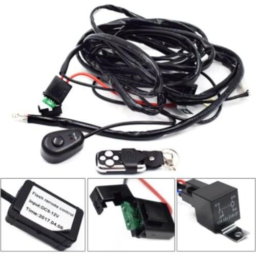 Universal 12V Car Remote Control Flash Strobe 2Lead LED Light Wiring Harness Kit