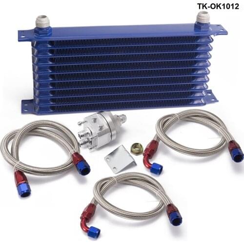 UNIVERSAL 10 ROW OIL COOLER KIT WITH OIL FILTER RELOCATION KIT FOR TURBO RACE TK-OK1012