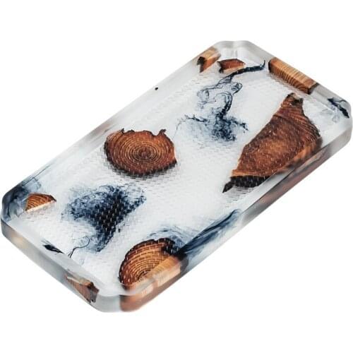 High End Wood Resin Heat Insulation Tea Tray Teapot Holder Household Creative Anti-Slip Coffee Cup Plate Home Decoration