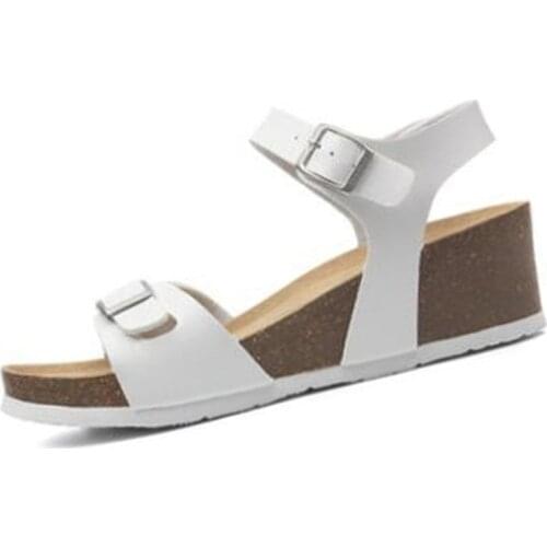 Woman wedges cork sandals 2020 fashion women floral print platform gladiator sandalias clip toe cork beach slippers flip flops